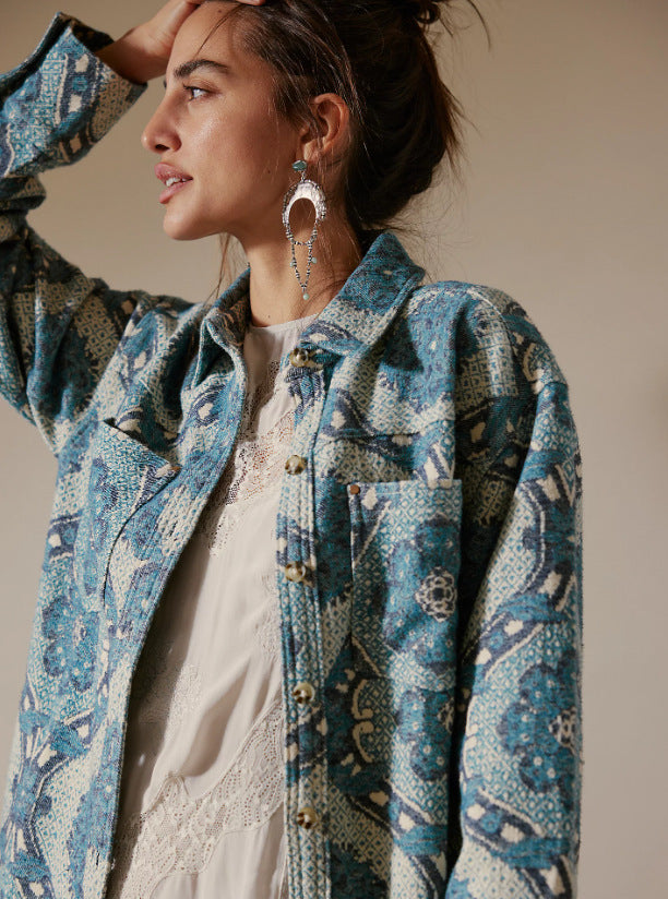 Chemise à motifs en coton pour femmes Chic und Stil