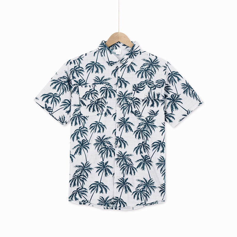 Chemise à manches courtes pour hommes avec motif palmier et poche poitrine pratique Chic und Stil