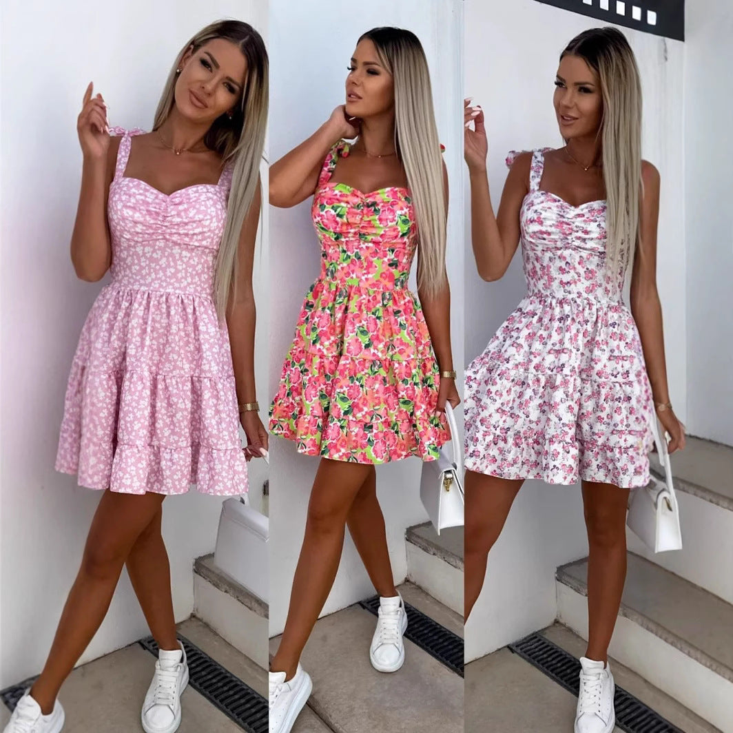 Robe Mini Fleur Volant Femme Chic und Stil 1751507421