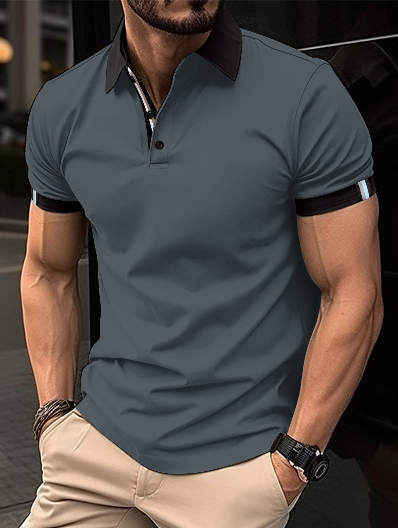 Polo de performance pour homme avec détails contrastés Chic und Stil