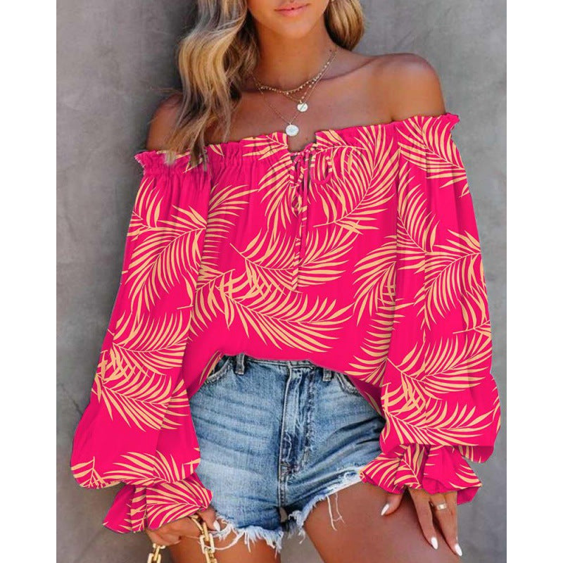 Blouse bohème off-shoulder pour femmes avec des manches fluides Chic und Stil