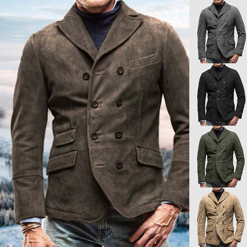 Blazer en daim élégant pour hommes avec double boutonnage et poches pratiques Chic und Stil