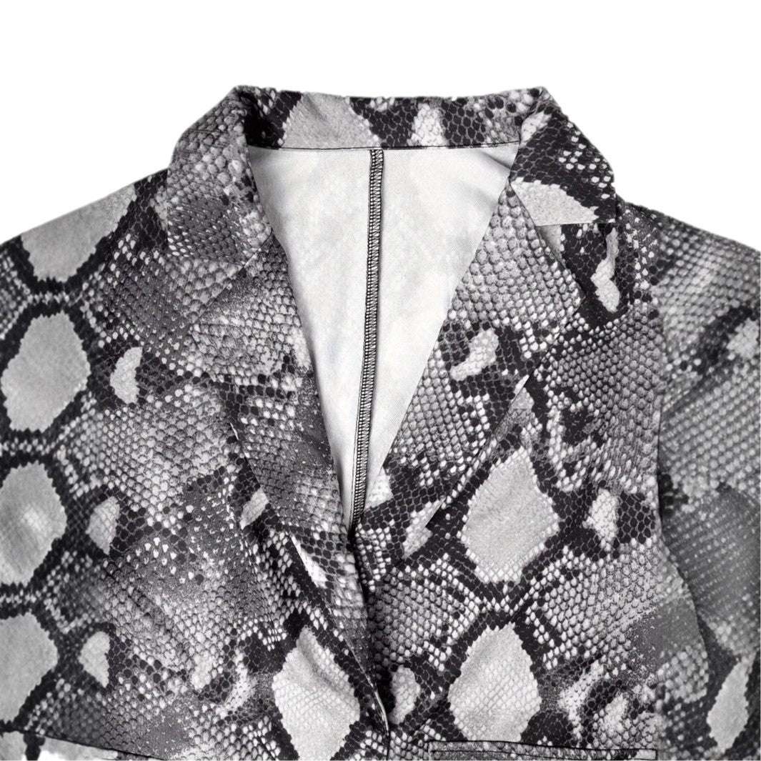 Dames élégant Blazer en design en cuir de serpent Chic und Stil