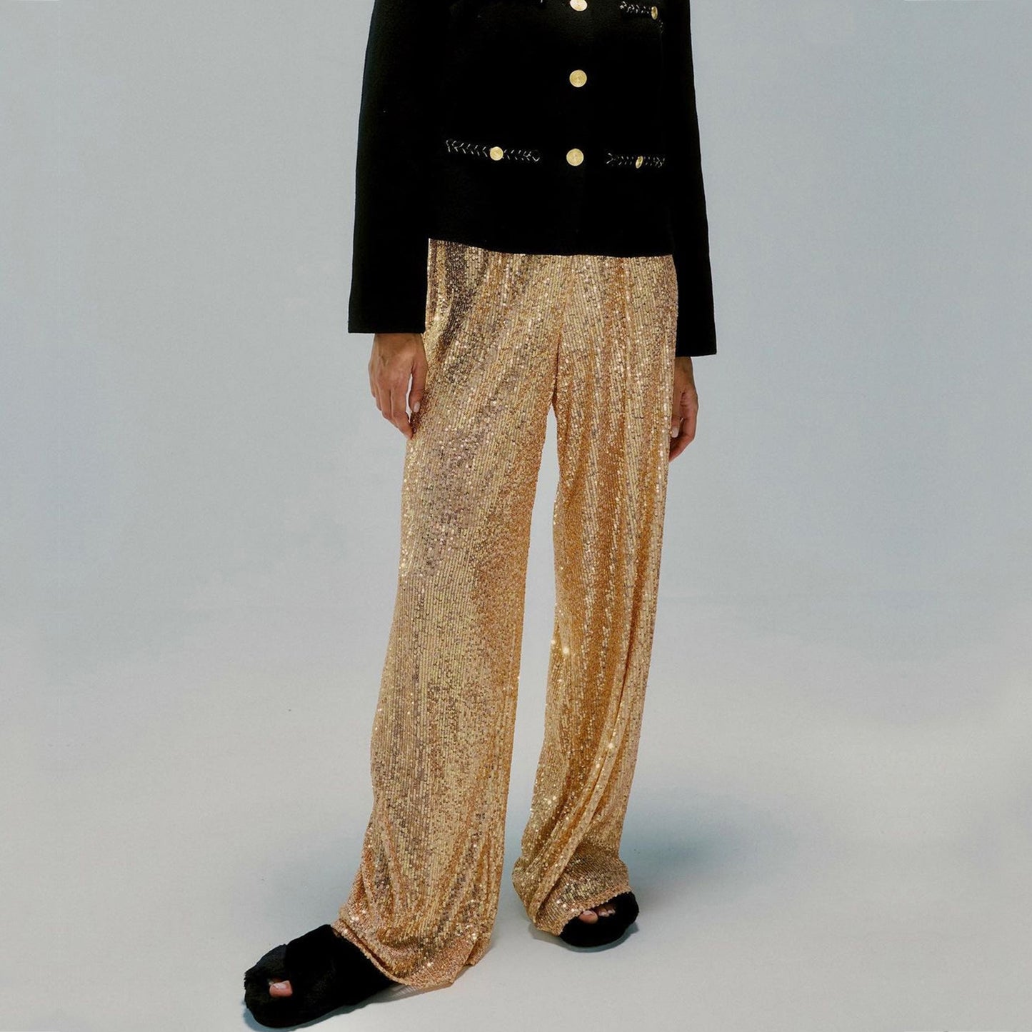 Dames Paillettes Glamour Pants Chic und Stil