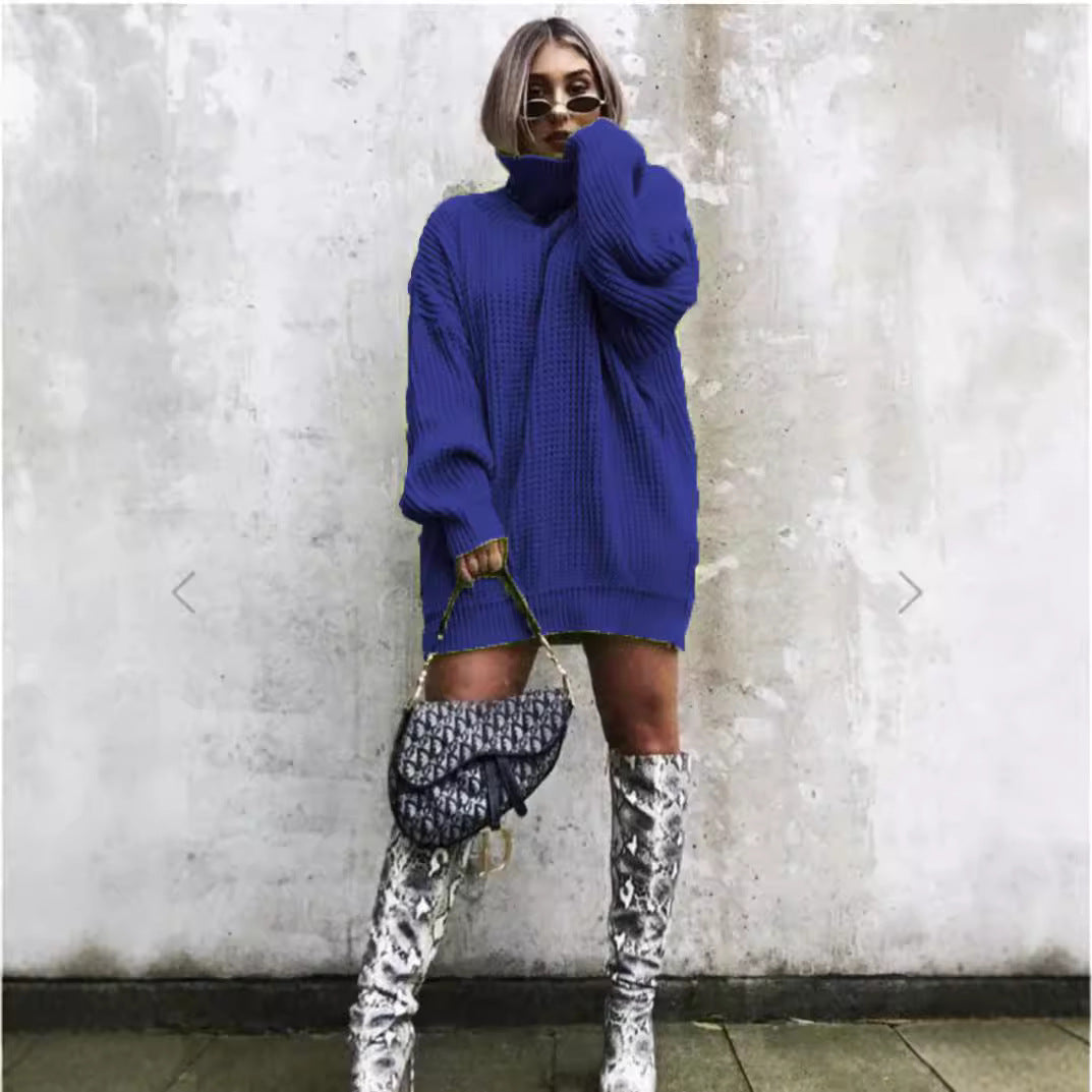 Pull en tricot surdimensionné pour femmes avec col haut et motif en nid d'abeille Chic und Stil