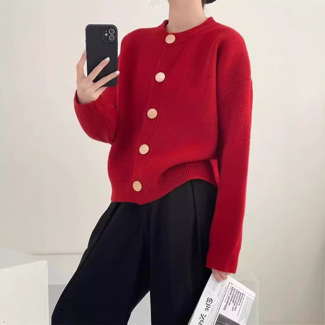 Cardigan en tricot décontracté pour femme avec des boutons contrastants Chic und Stil