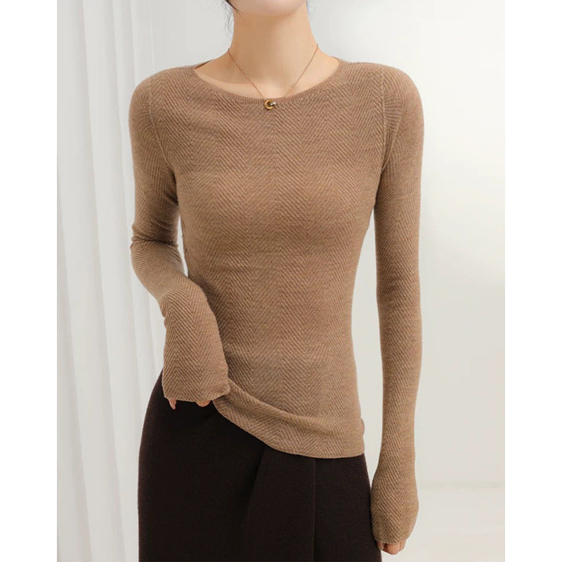 Haut à manches longues texturé pour femmes Chic und Stil