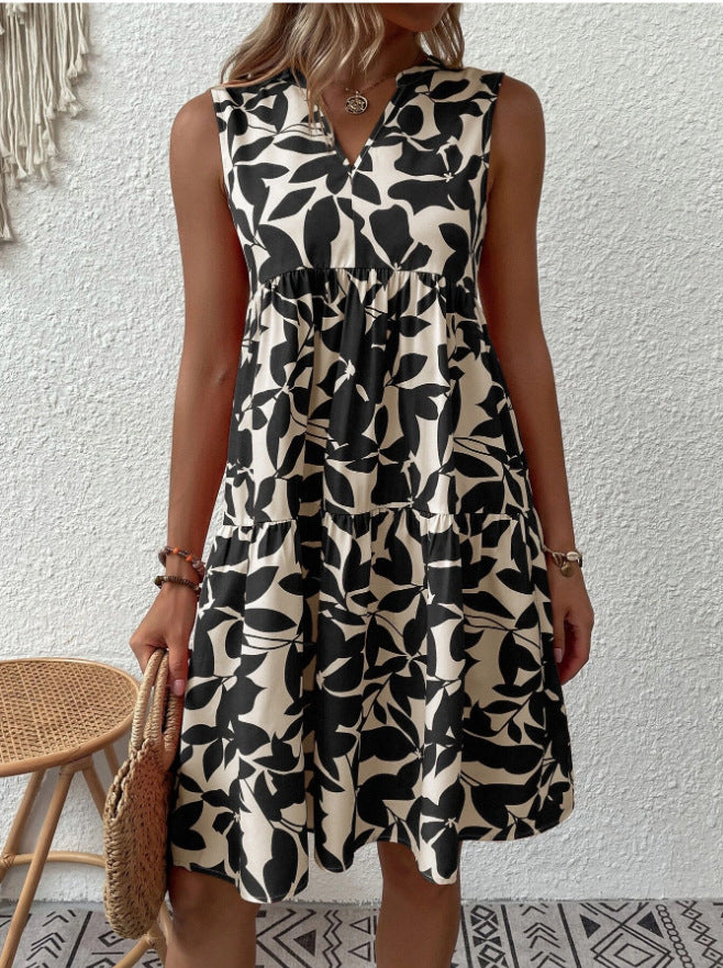 Chic and Stylish Women's V-Neck Floral Midi Dress