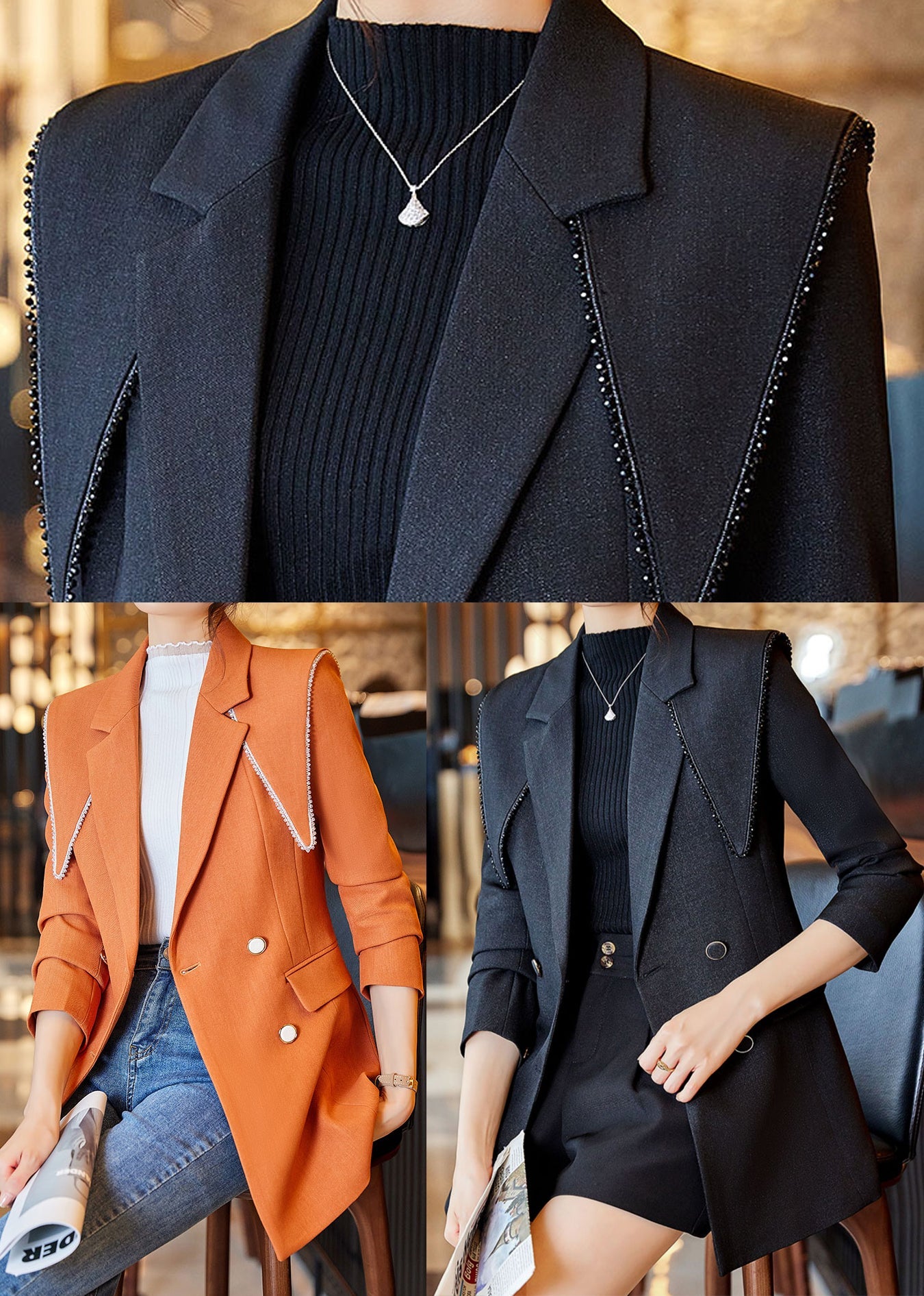 Chic und Stil | Cotton patchwork coats with Peter Pan collar