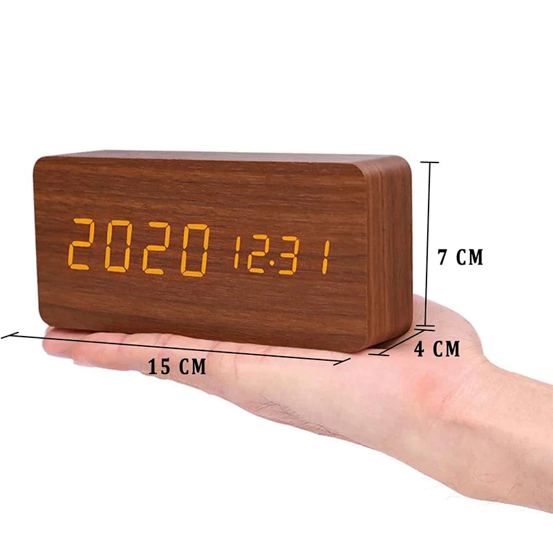Chic and Style | Wooden LED Smart Alarm Clock for Bedroom