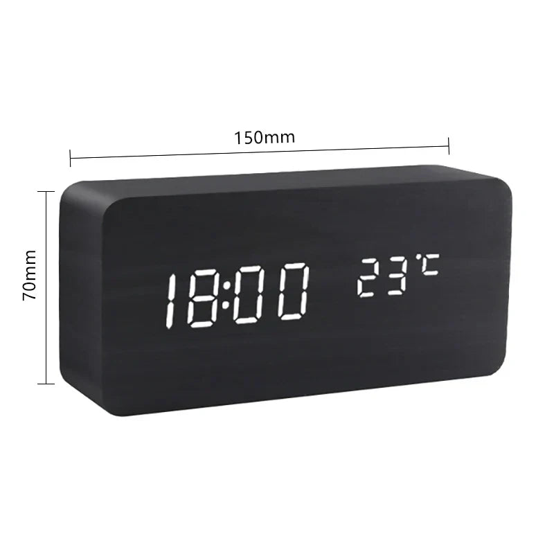 Chic and Style | Wooden LED Smart Alarm Clock for Bedroom