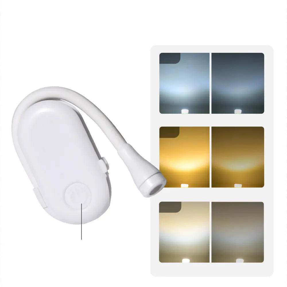 Chic and Style | Mini Reading Light - Portable Clip-on Night Light with USB Charging, Dimmable LED for Bedroom, Eye Protection and Camping - Book Light with 360° Rotatable Clip