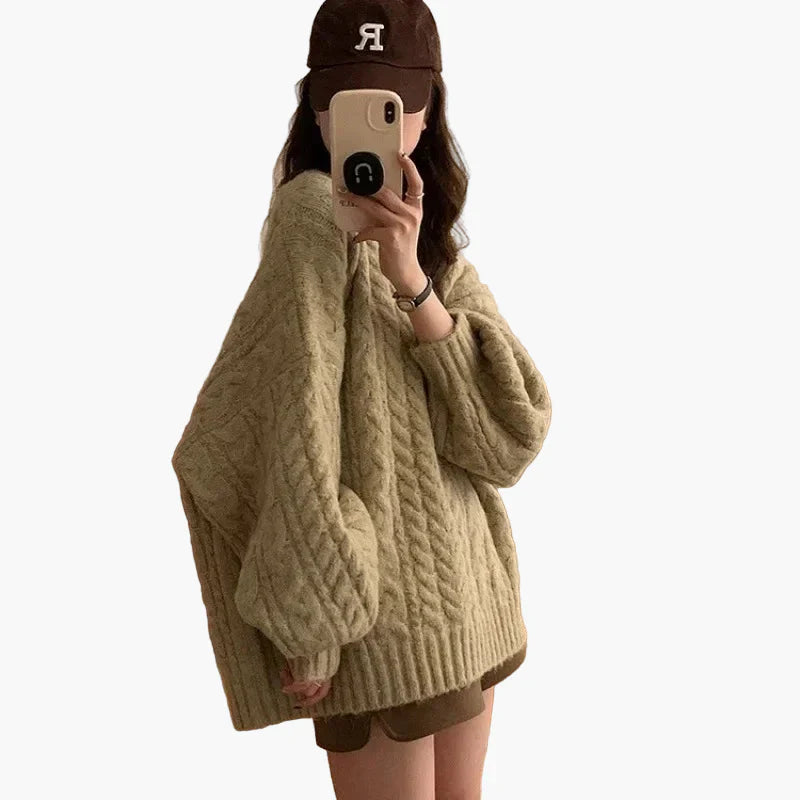 Chic und Stil | Oversized knit pullover in a relaxed Korean style - Comfortable everyday look