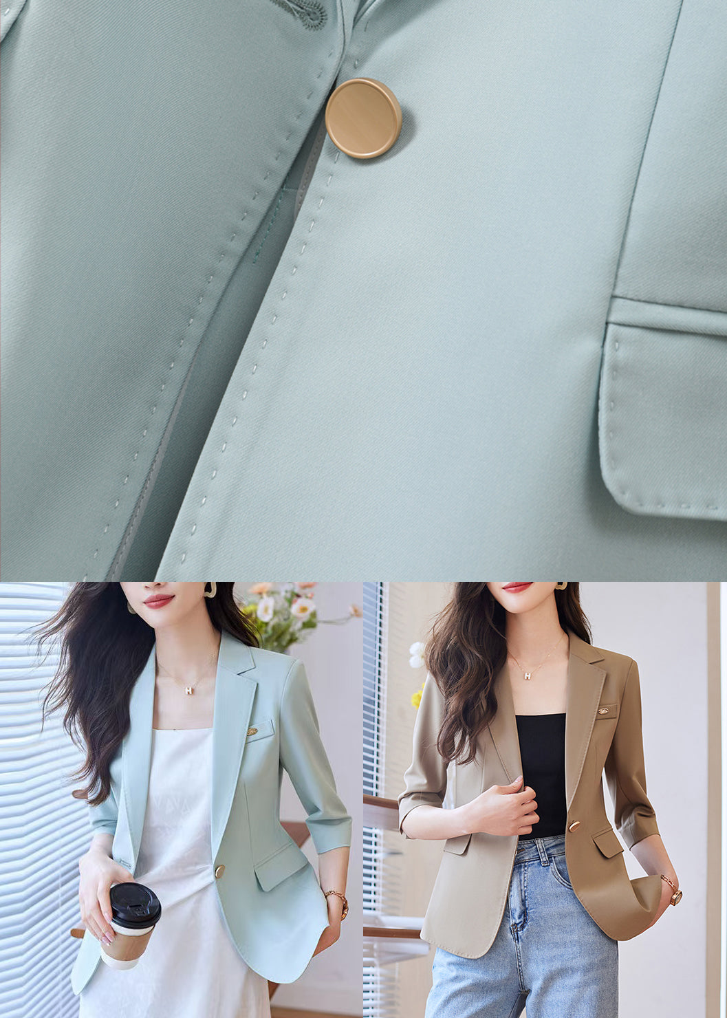 Chic und Stil | Blue spandex jackets with three-quarter sleeves