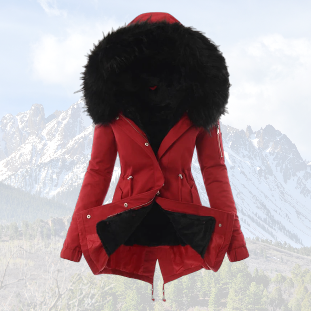 Chic und Stil | Thermally Insulated Winter Jacket Stylish Winter Coat with Faux Fur Hood