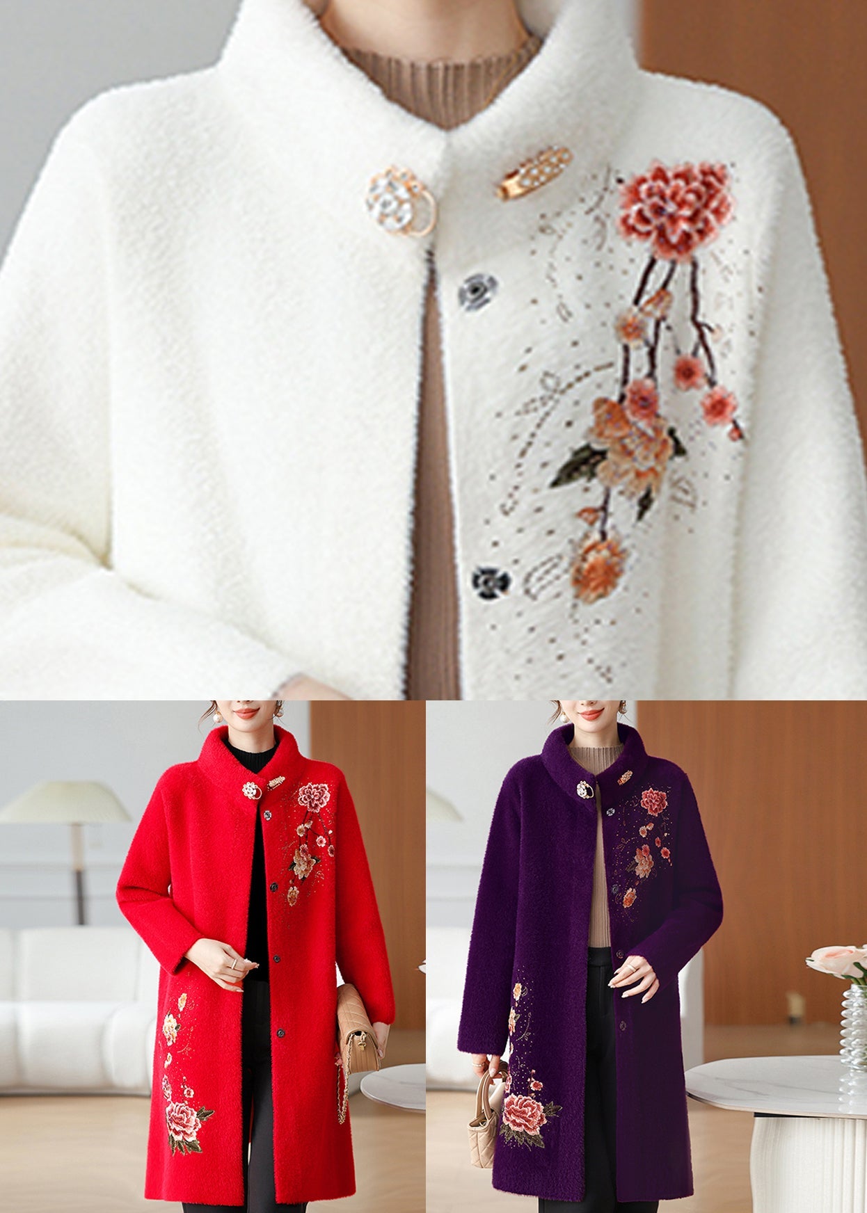 Chic und Stil | Maxi Mink Velvet Coats Patchwork Button
