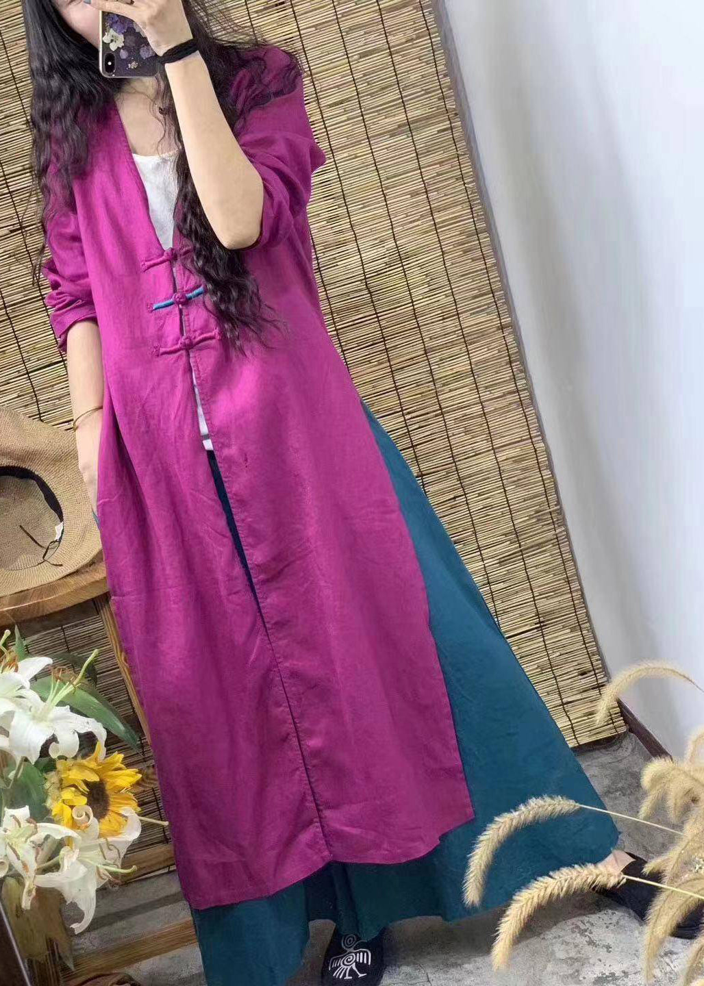 Chic und Stil | Rose V-Neck Trench Coats and Two-Piece Set with Wide Pants