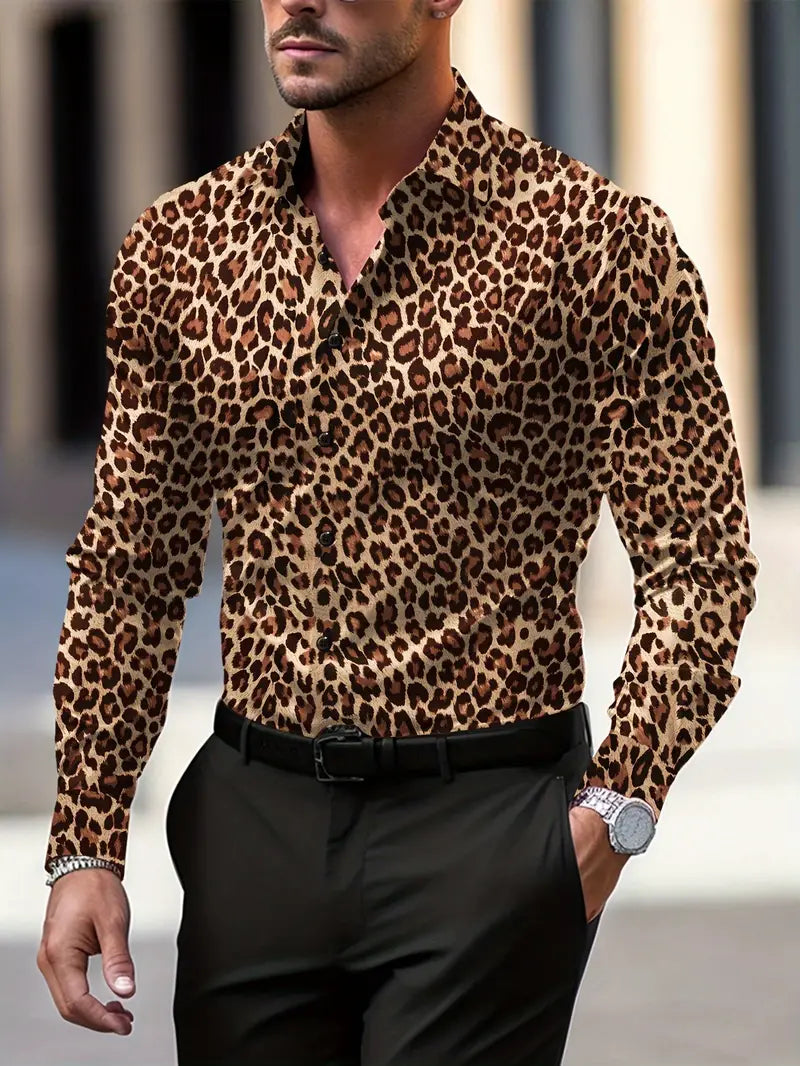 Chic Und Stil | Shirt with Graphic Print and Leopard Pattern for Men