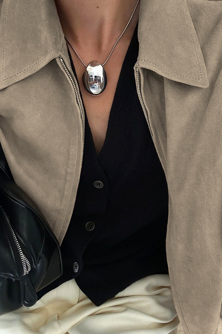 Chic und Stil | Fit Khaki Suede Jacket