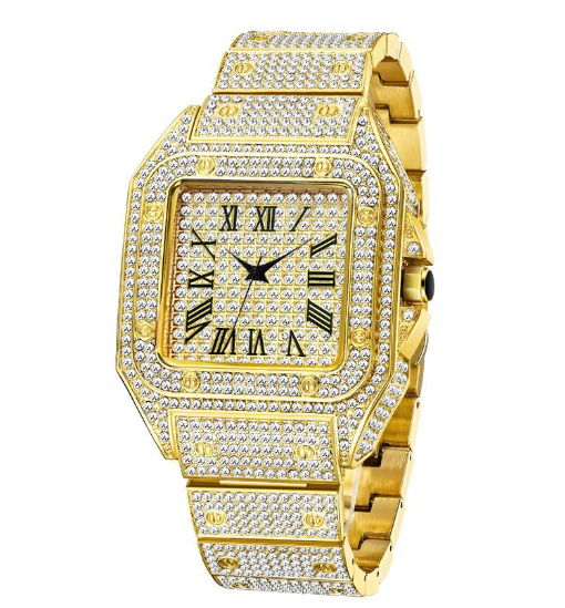 Chic and Style | MISSFOX Ice Out Square Watch for Men