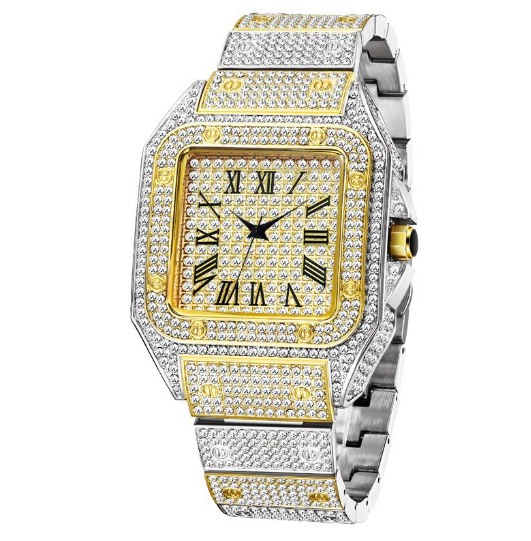 Chic and Style | MISSFOX Ice Out Square Watch for Men