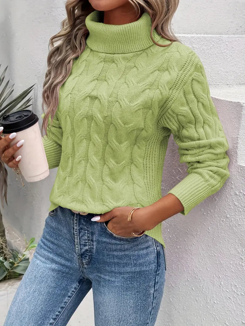 Chic und Stil | Cable Knit Turtleneck Sweater Women