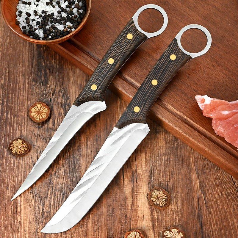 Couteau à désosser Forgé à la Main Couteau de Chef Couteau de Boucher avec Étui en Cuir, 4 Pièces - ChicUndStil