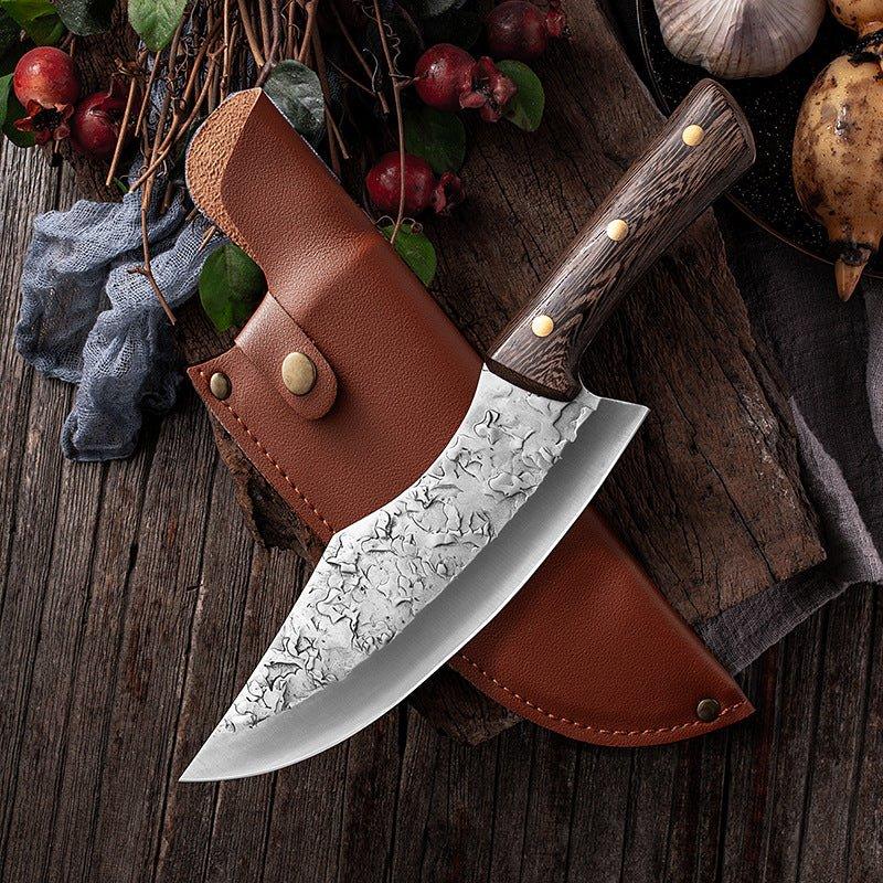 Ensemble de Couteaux de Boucher Forgés à la Main avec Étui en Cuir - ChicUndStil