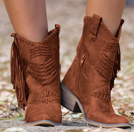 Chic und Stil | Western-Cowgirl-Fringe-Boots
