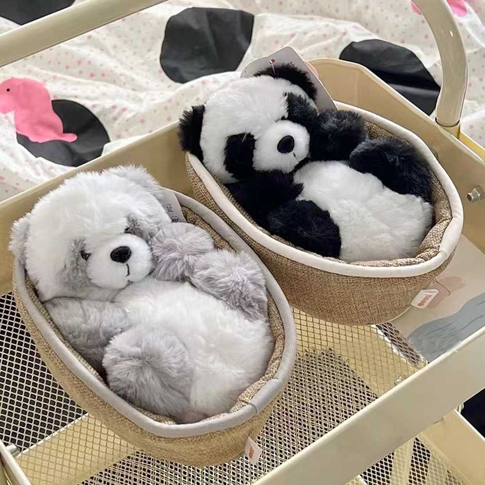 Chic und Stil | Kawaii Bébé Panda Dans Panier Jouet En Peluche