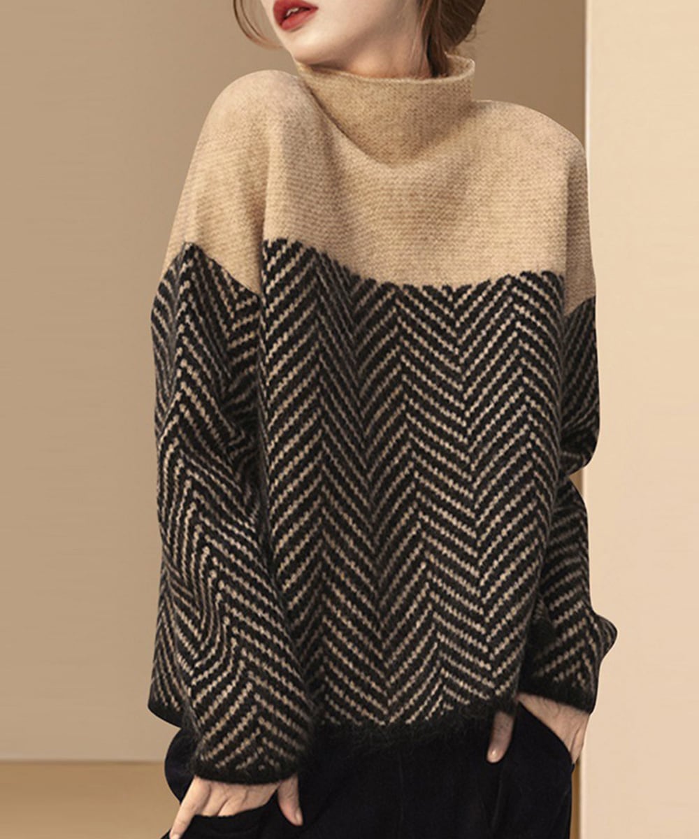 Chic und Stil | Retro color block mock neck sweater