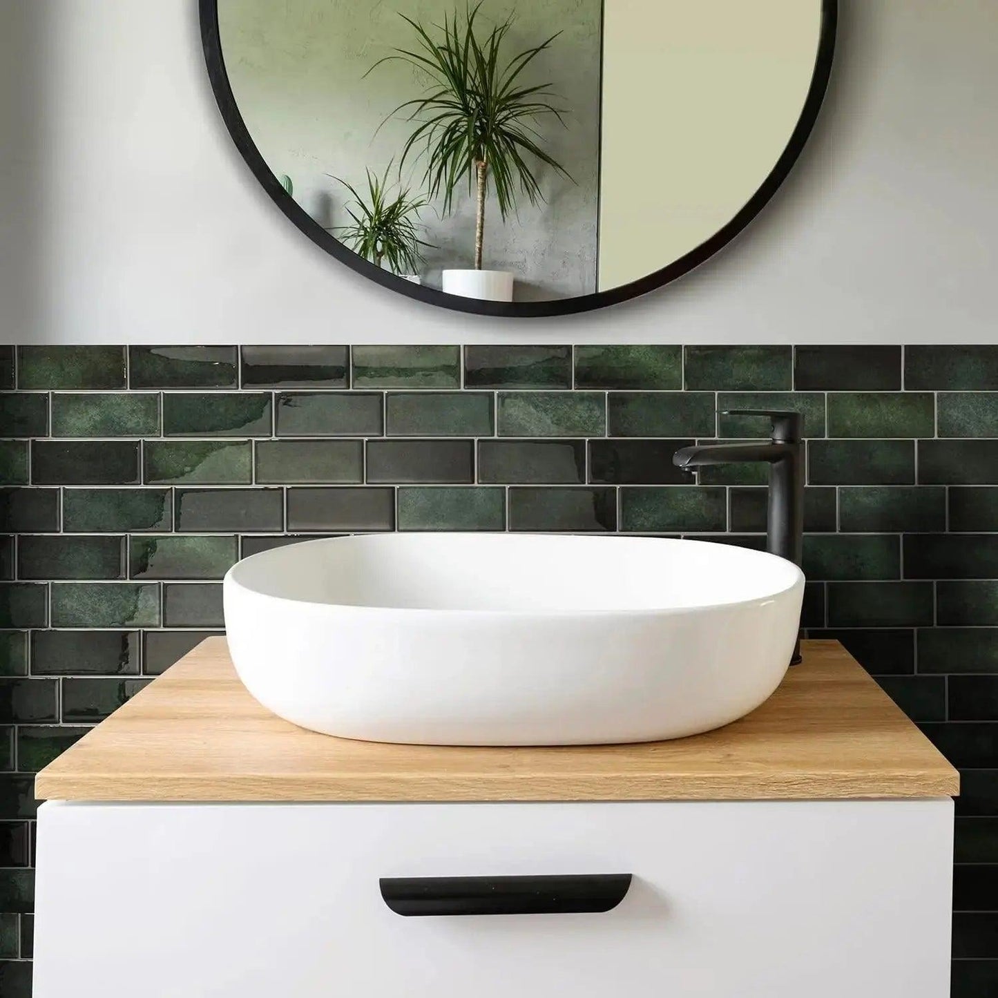 Autocollants de Carrelage Verts - Motif Brique pour Cuisine et Salle de Bain-Carreaux muraux-ChicUndStil