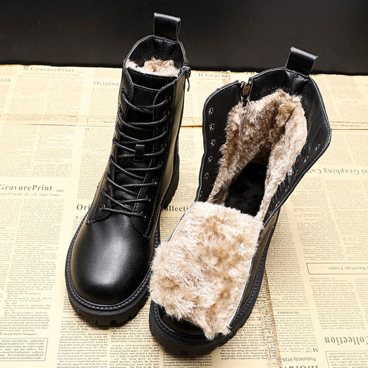 Chic und Stil | Sort Leather Winter Boots