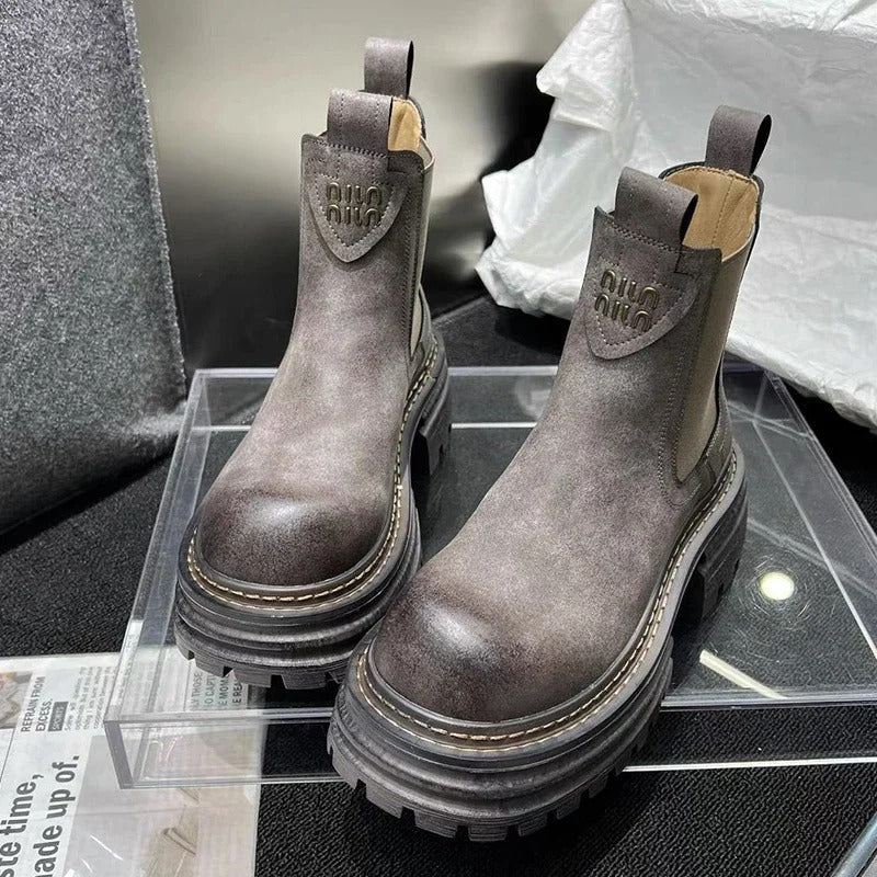 Chic und Stil | Chunky Platform Women's Leather Boots