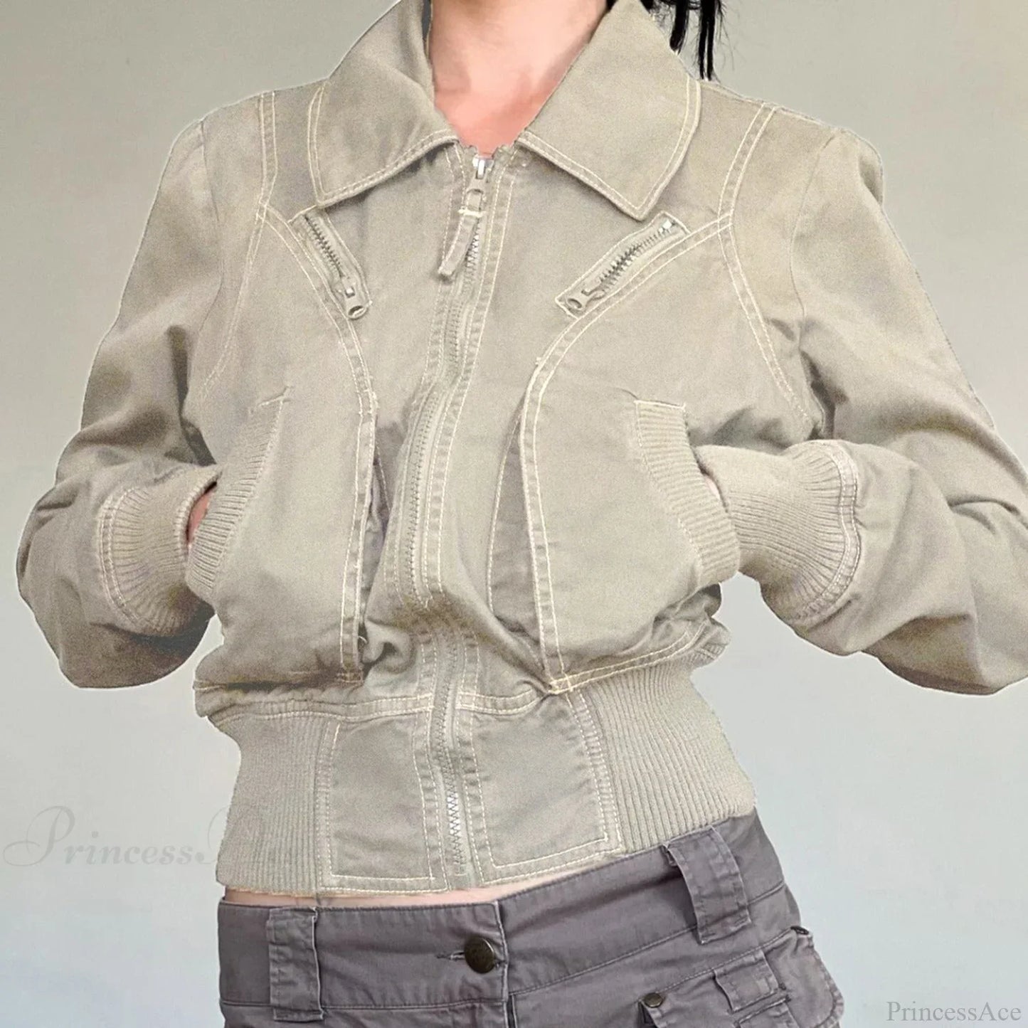 Chic und Stil | Utility Zip Slim Fit Pocket Jacket