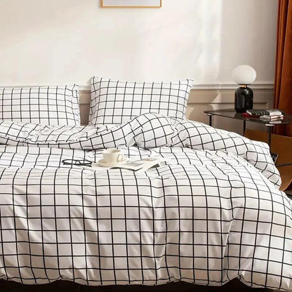 Housse de Couette à Carreaux – Confortable et Respirant-Dekbed-ChicUndStil