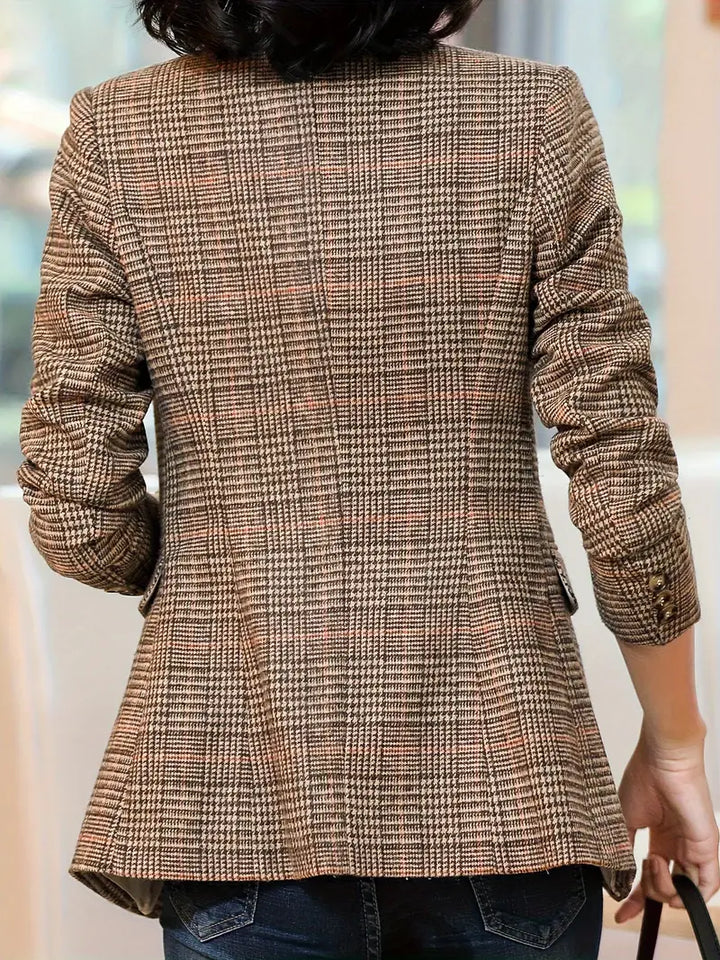 Chic und Stil | Checked Blazer with Lapels and A Single Button