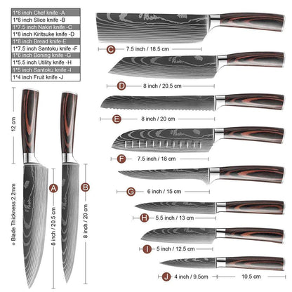 Ensemble de 10 Couteaux de Chef Professionnels - ChicUndStil