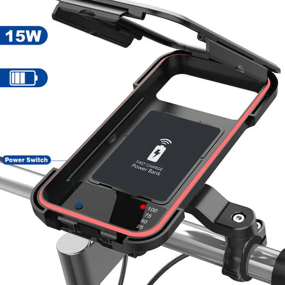 Chic and Style | 15W Waterproof Power Bank Holder for Bicycle Handlebar