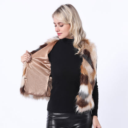 Dames Gilet en fausse fourrure pelucheuse avec motif à la mode Chic und Stil