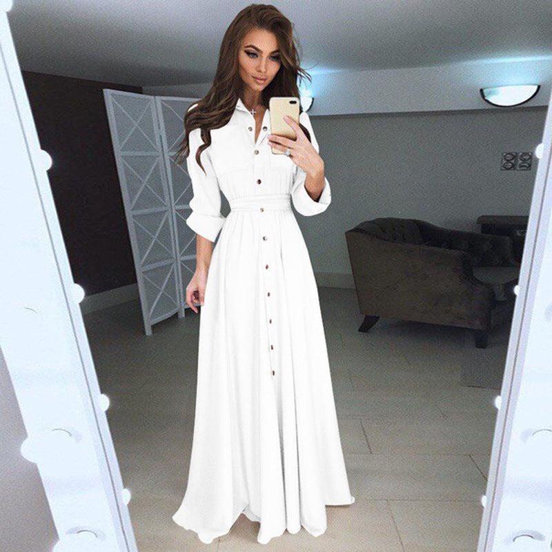 Robe chemise à manches longues pour femmes avec une ceinture ajustable et une fermeture à boutons Chic und Stil