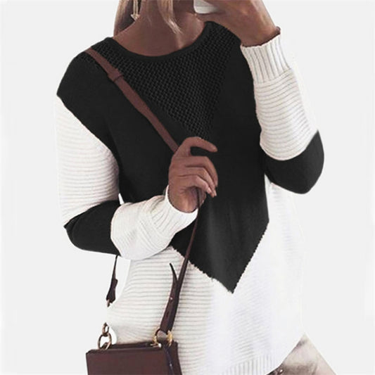 Pull féminin à la mode avec design géométrique et manches structurées Chic und Stil