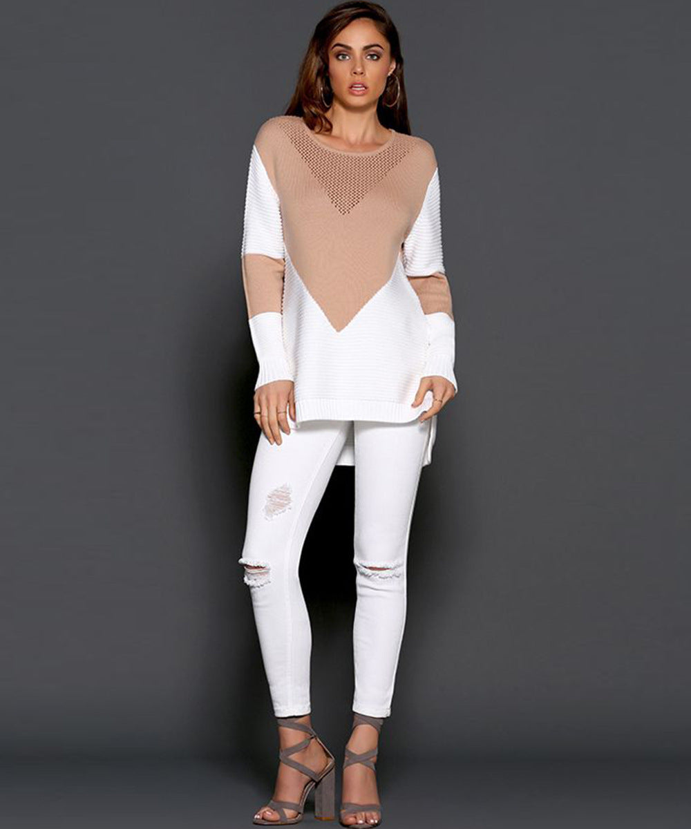 Pull féminin à la mode avec design géométrique et manches structurées Chic und Stil