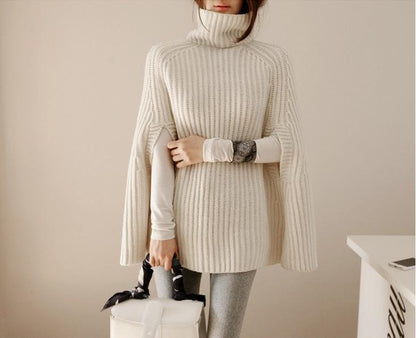 Pull en tricot pour dames avec col montant large et design classique de cape Chic und Still