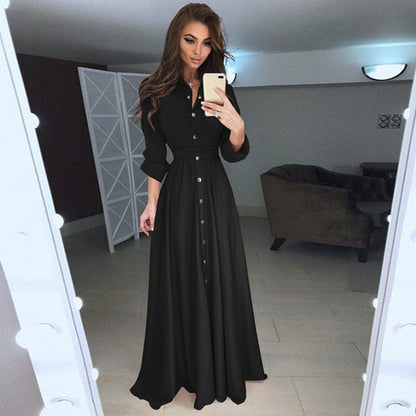 Robe chemise à manches longues pour femmes avec une ceinture ajustable et une fermeture à boutons Chic und Stil