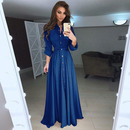 Robe chemise à manches longues pour femmes avec une ceinture ajustable et une fermeture à boutons Chic und Stil