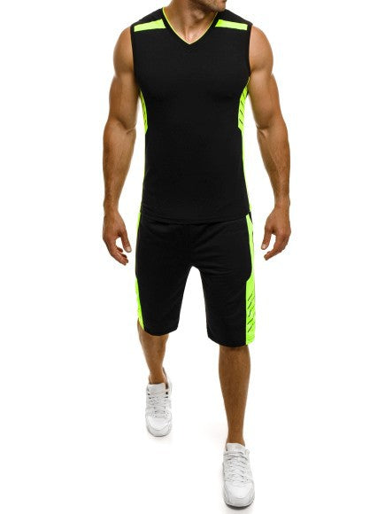 Homme Débardeur sportif avec shorts au moderne encolure en V et inserts fonctionnels Chic und Stil