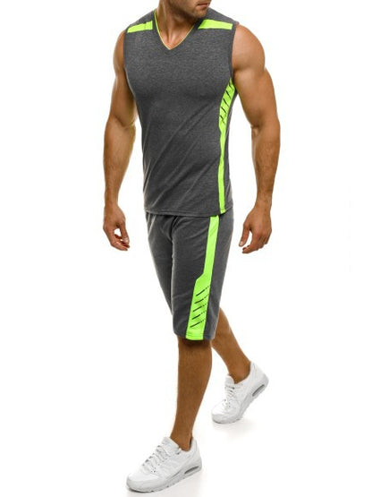 Homme Débardeur sportif avec shorts au moderne encolure en V et inserts fonctionnels Chic und Stil
