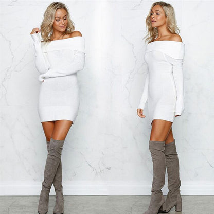 Robe tricotée pour femmes avec décolleté en épaules découvertes Chic und Stil