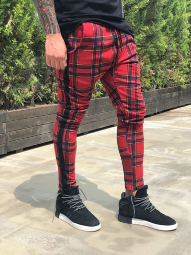 Slim-fit leisure pants for men with check pattern and elastic waist Chic und Stil